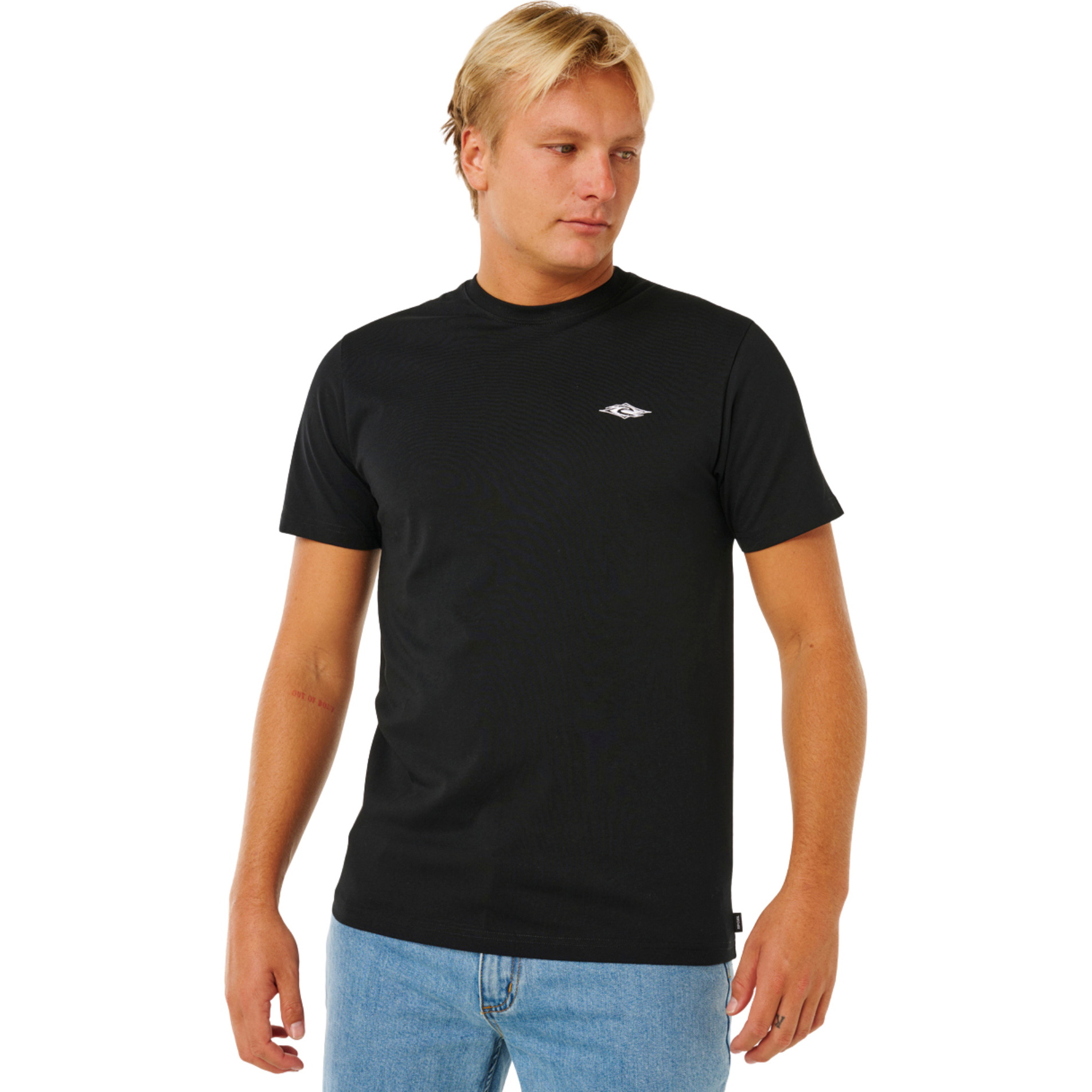 2026 Rip Curl Mens Streamline Embroid T-Shirt 10XMTE - Black